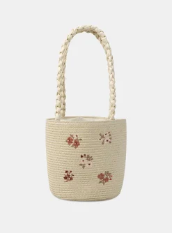 Bag & Umbrella-Sergent Major Embroidered straw bag