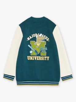 Knitwear, Sweater, Cardigan-Sergent Major Emerald green and ecru teddy