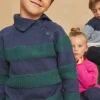 Knitwear, Sweater, Cardigan-Sergent Major Emerald green and navy blue sweater in fancy knitwear