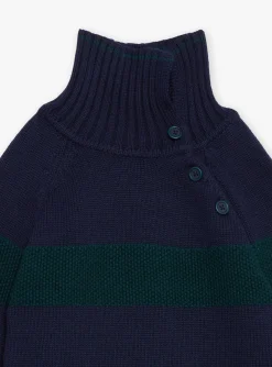 Knitwear, Sweater, Cardigan-Sergent Major Emerald green and navy blue sweater in fancy knitwear