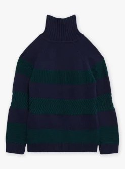 Knitwear, Sweater, Cardigan-Sergent Major Emerald green and navy blue sweater in fancy knitwear