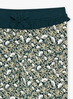 Trousers, Jeans And Legging-Sergent Major Emerald green and yellow floral-print leggings