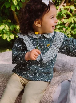 T-shirts & Shirts | T-shirts & Shirts-Sergent Major Emerald green blouse with floral print