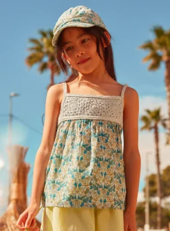 Shirt, T-shirt-Sergent Major Floral Lace Green Tank Top