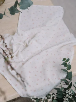 Sponge Tips, Nappies & Bibs-Sergent Major Flowered print vanilla diaper in double cotton gauze