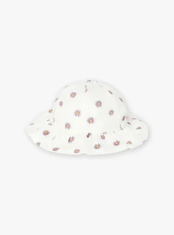 Hat, Headband, Scarf | Hat, Headband, Scarf-Sergent Major Flower-print ecru bob in cotton gauze