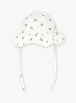 Hat, Headband, Scarf | Hat, Headband, Scarf-Sergent Major Flower-print ecru bob in cotton gauze