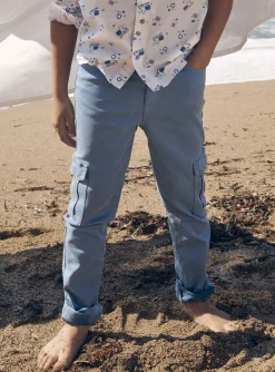 Trousers, Jeans-Sergent Major Frosted blue slim-fit cargo pants