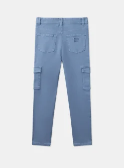 Trousers, Jeans-Sergent Major Frosted blue slim-fit cargo pants