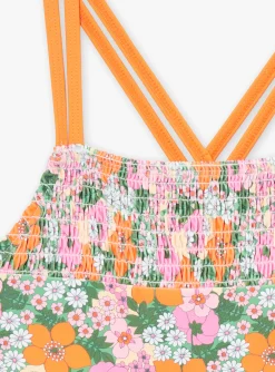 Swimsuit-Sergent Major Green one-piece swimsuit with floral print