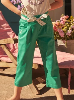 Trousers, Jeans And Legging-Sergent Major Green poplin flowing pants