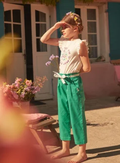 Trousers, Jeans And Legging-Sergent Major Green poplin flowing pants