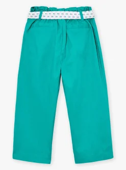 Trousers, Jeans And Legging-Sergent Major Green poplin flowing pants