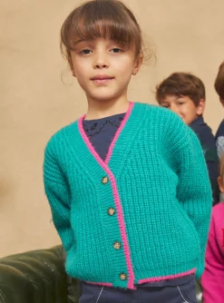 Knitwear, Sweater, Cardigan-Sergent Major Green ribbed cardigan