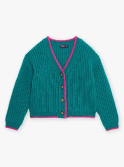 Knitwear, Sweater, Cardigan-Sergent Major Green ribbed cardigan