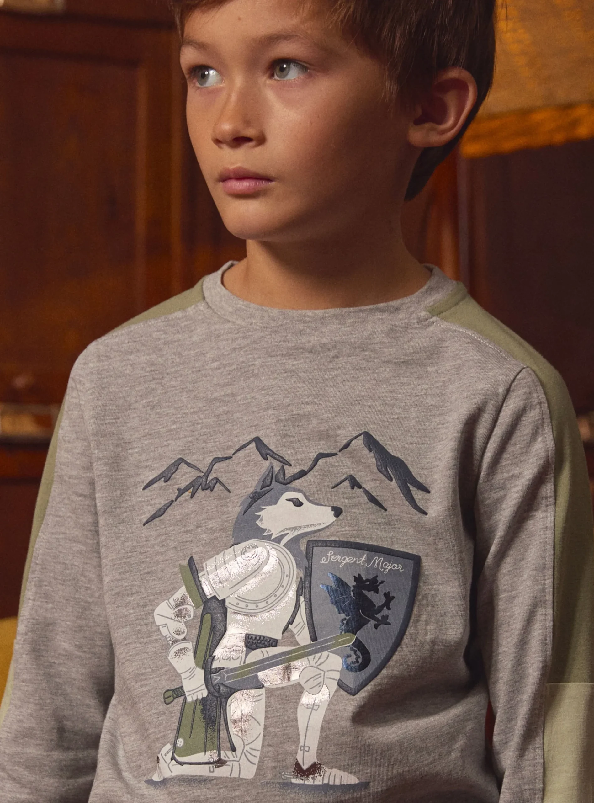 T-shirt, Polo Shirt-Sergent Major Grey TEE SHIRT LS