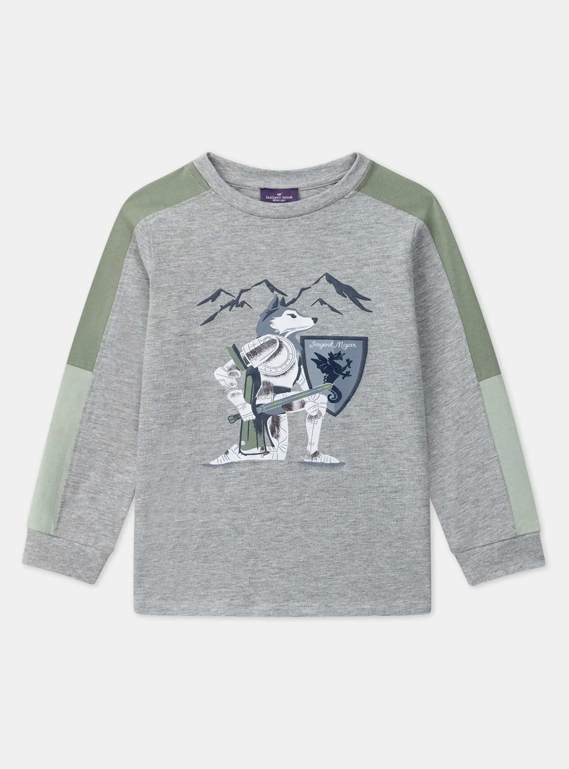 T-shirt, Polo Shirt-Sergent Major Grey TEE SHIRT LS