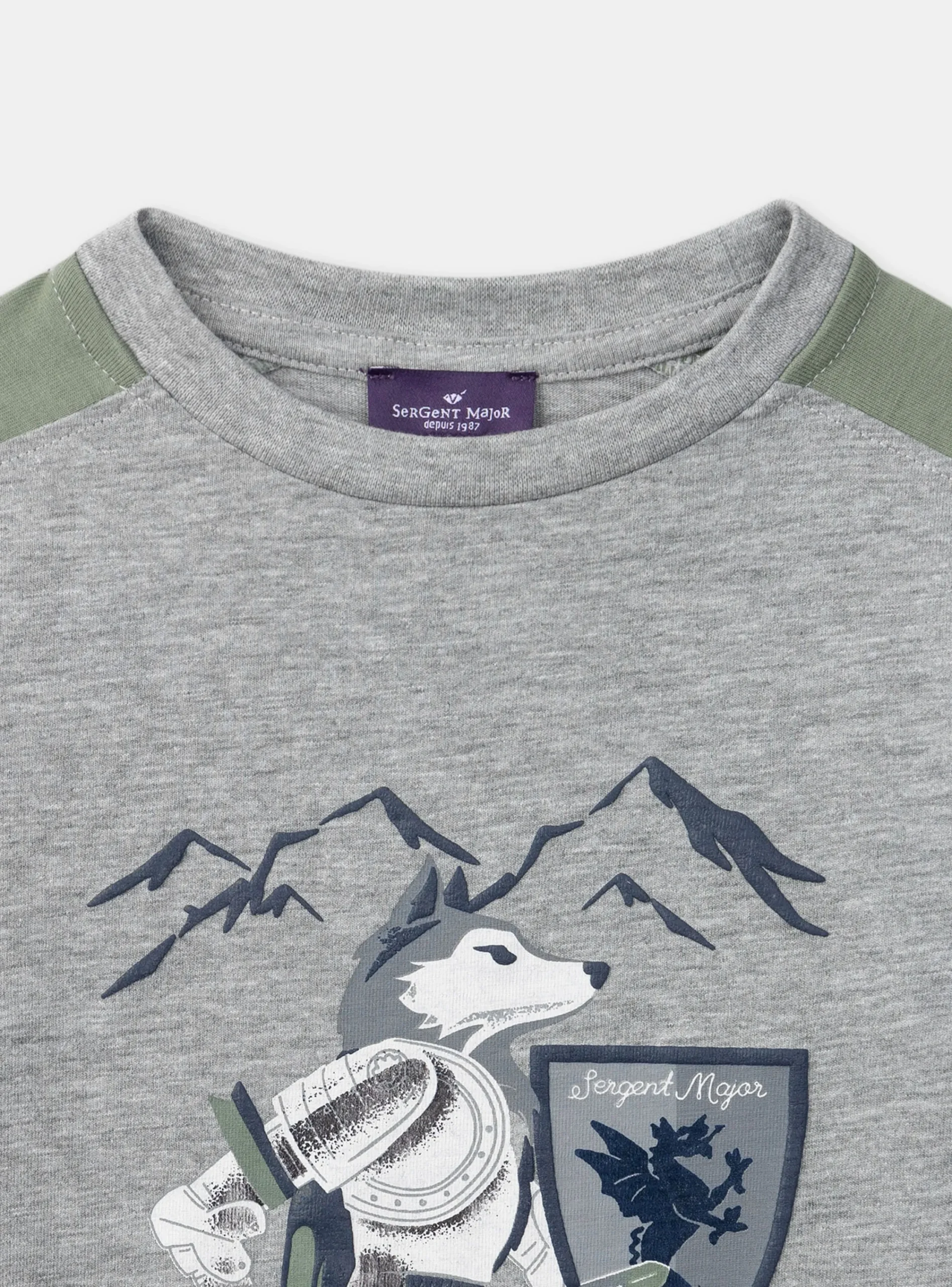 T-shirt, Polo Shirt-Sergent Major Grey TEE SHIRT LS