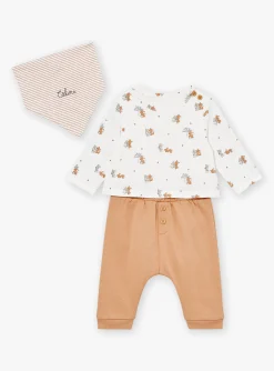 Suits And Ensembles-Sergent Major Hazelnut and ecru top, pants and bandana set