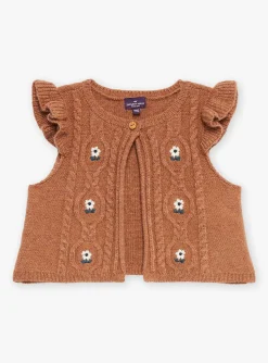 Knitwear, Sweater, Cardigan | Knitwear, Sweater, Cardigan-Sergent Major Heather brown CARDIGAN WHITHOUT SLEEVES