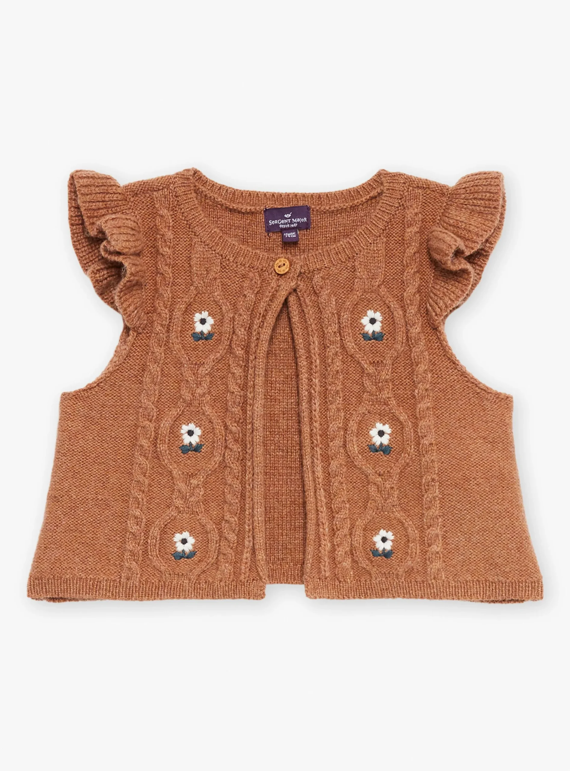 Knitwear, Sweater, Cardigan | Knitwear, Sweater, Cardigan-Sergent Major Heather brown CARDIGAN WHITHOUT SLEEVES