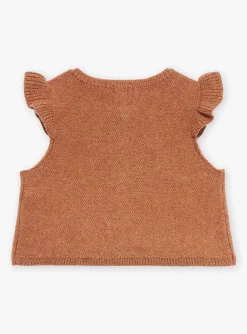 Knitwear, Sweater, Cardigan | Knitwear, Sweater, Cardigan-Sergent Major Heather brown CARDIGAN WHITHOUT SLEEVES