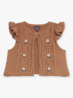 Knitwear, Sweater, Cardigan | Knitwear, Sweater, Cardigan-Sergent Major Heather brown CARDIGAN WHITHOUT SLEEVES