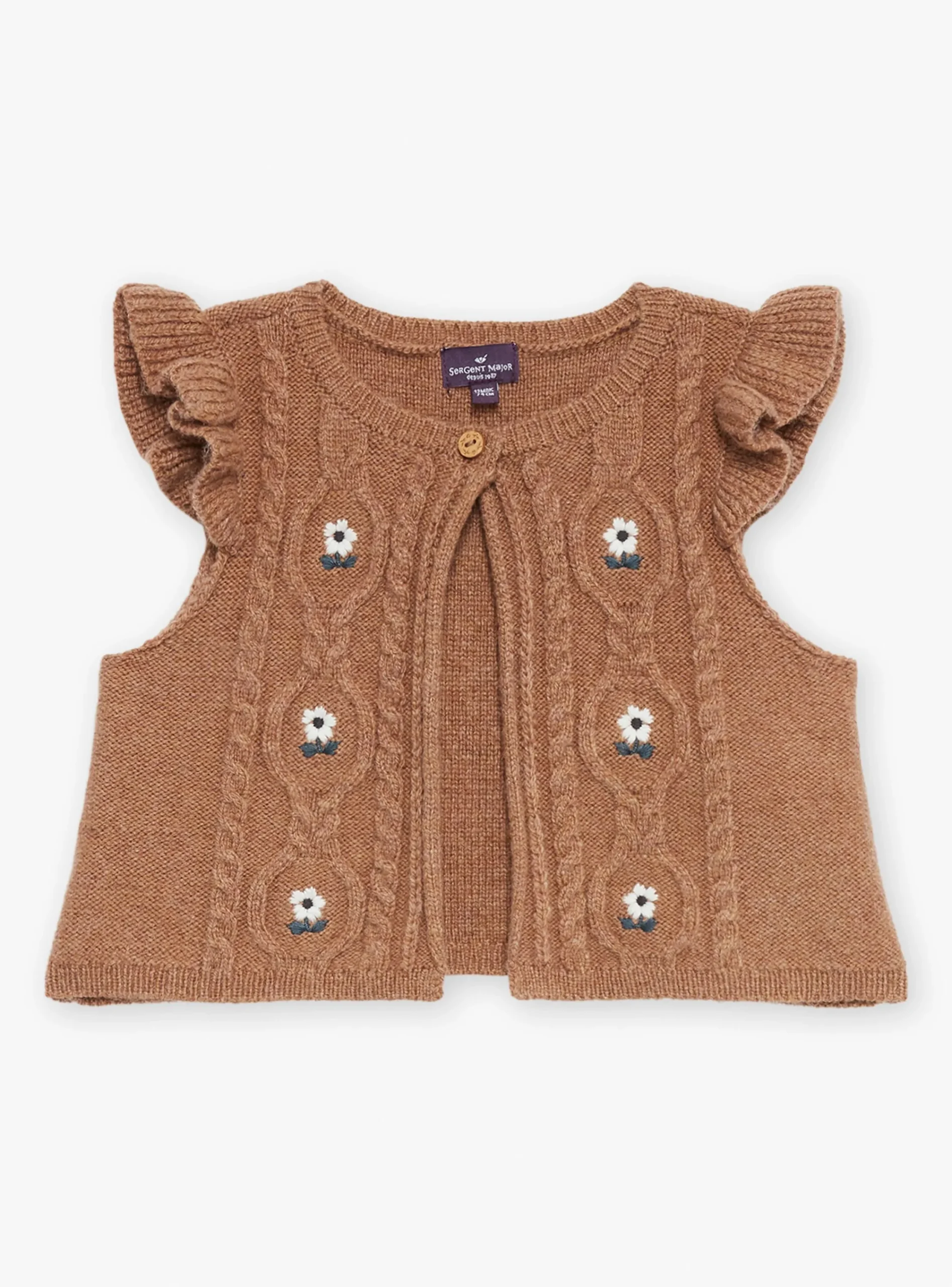 Knitwear, Sweater, Cardigan | Knitwear, Sweater, Cardigan-Sergent Major Heather brown CARDIGAN WHITHOUT SLEEVES