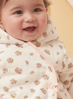 Coat, Cardigan-Sergent Major Hooded baby jacket in ecru tubique
