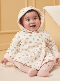 Coat, Cardigan-Sergent Major Hooded baby jacket in ecru tubique