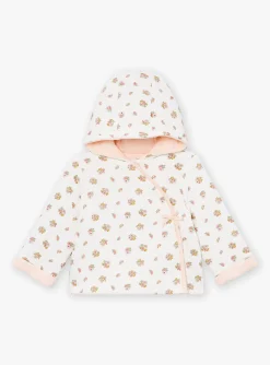 Coat, Cardigan-Sergent Major Hooded baby jacket in ecru tubique