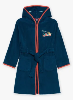 Pajamas-Sergent Major Hooded petrol blue terry bathrobe