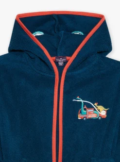 Pajamas-Sergent Major Hooded petrol blue terry bathrobe