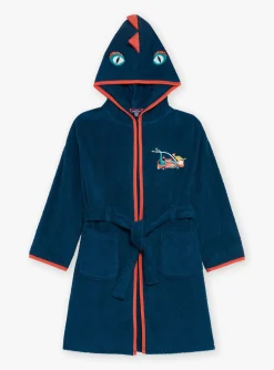 Pajamas-Sergent Major Hooded petrol blue terry bathrobe