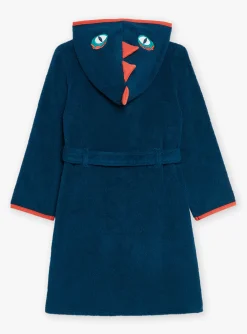 Pajamas-Sergent Major Hooded petrol blue terry bathrobe