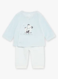 Suits And Ensembles-Sergent Major Ice blue top and ecru velvet bottom