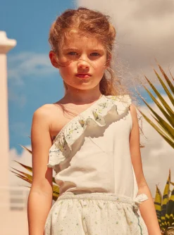Shirt, T-shirt-Sergent Major Ivory Ruffled Neckline Ecru Top