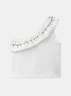 Shirt, T-shirt-Sergent Major Ivory Ruffled Neckline Ecru Top
