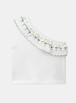 Shirt, T-shirt-Sergent Major Ivory Ruffled Neckline Ecru Top