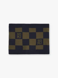 Beany, Scarf & Gloves-Sergent Major Khaki and navy blue knitted snood