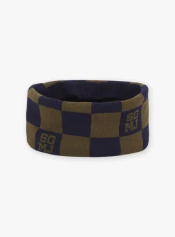 Beany, Scarf & Gloves-Sergent Major Khaki and navy blue knitted snood