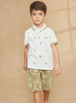 Bermuda Shorts-Sergent Major Khaki leaf and tiger print fleece bermuda shorts