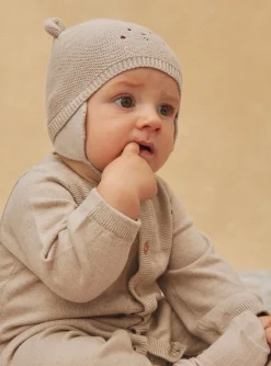 Hat, Mittens-Sergent Major Knitted walnut bonnet