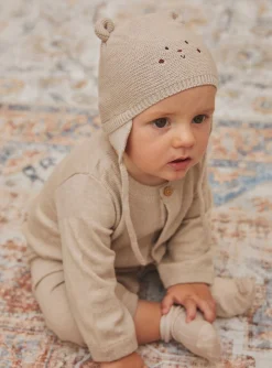 Hat, Mittens-Sergent Major Knitted walnut bonnet