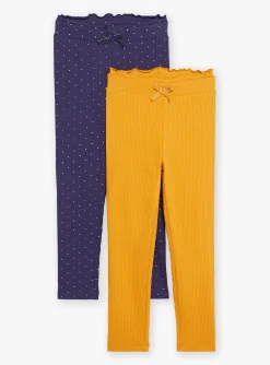 Trousers, Jeans And Legging-Sergent Major 2 leggings in yellow and navy blue