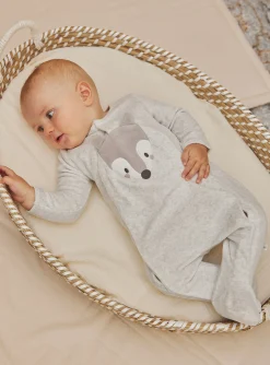 Baby Jumpsuits-Sergent Major Light gray velvet romper