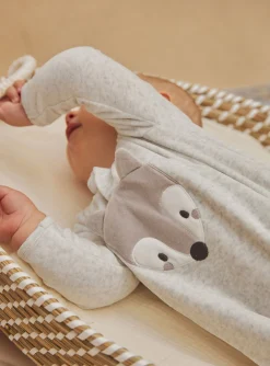 Baby Jumpsuits-Sergent Major Light gray velvet romper