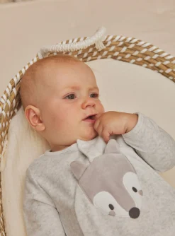 Baby Jumpsuits-Sergent Major Light gray velvet romper