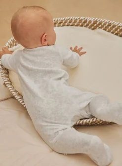 Baby Jumpsuits-Sergent Major Light gray velvet romper