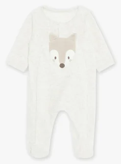 Baby Jumpsuits-Sergent Major Light gray velvet romper